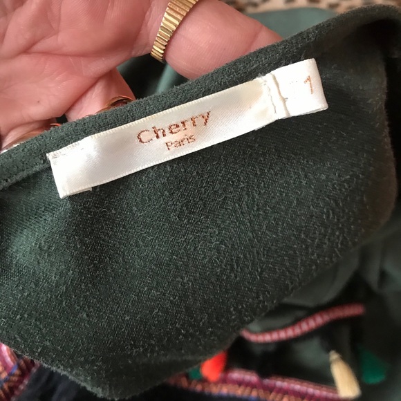 cherry paris | olive suedette fringe kimono - Picture 4 of 5